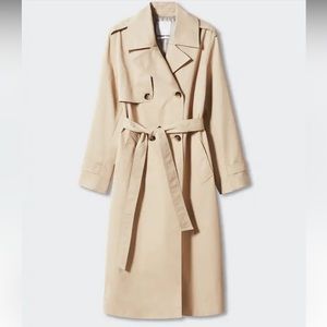 Classic Belted Trench Coat - Beige Tan